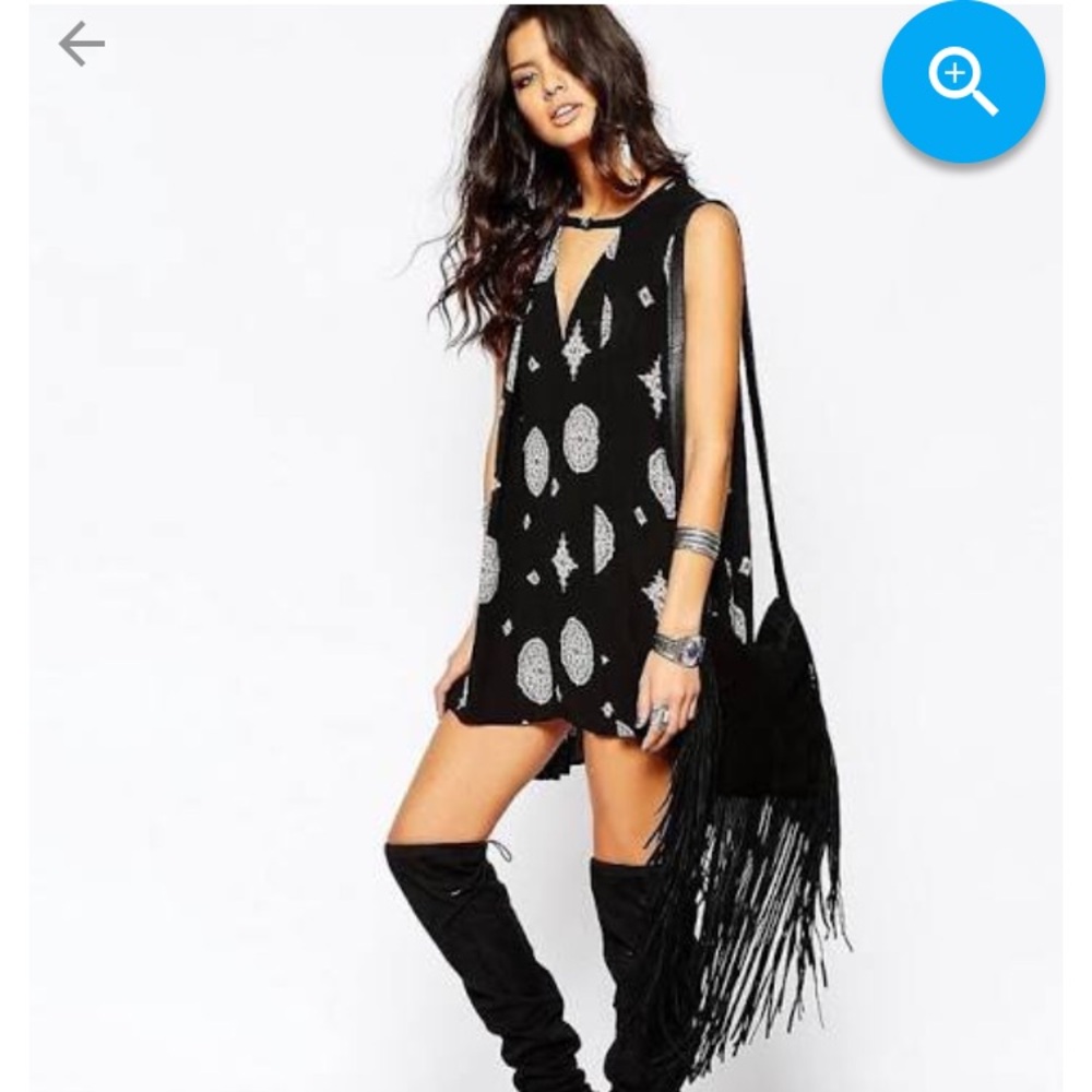 Free People Black Medallion Mini Dress / Tunic Tank